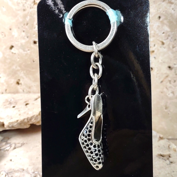 Black Crystal High Heel Charm Key Ring - Picture 8 of 9